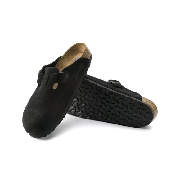 Birkenstock Boston Soft Footbed Suede Leather Black 0660473 Narrow - Picture 4 of 6